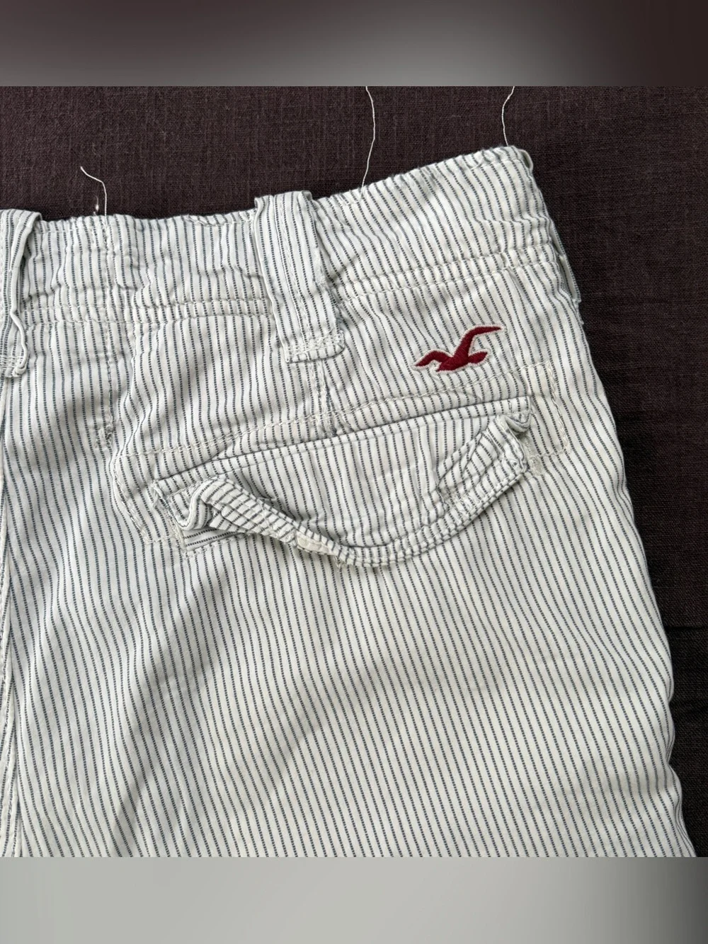 Y2K Hollister California Striped Chino Shorts Mens 31 Button Fly Preppy